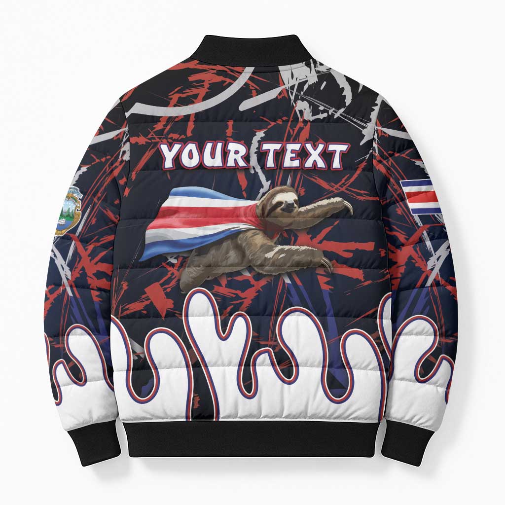 Personalized Costa Rica Bomber Puffer Jacket Flying Sloth - Wonder Print Shop