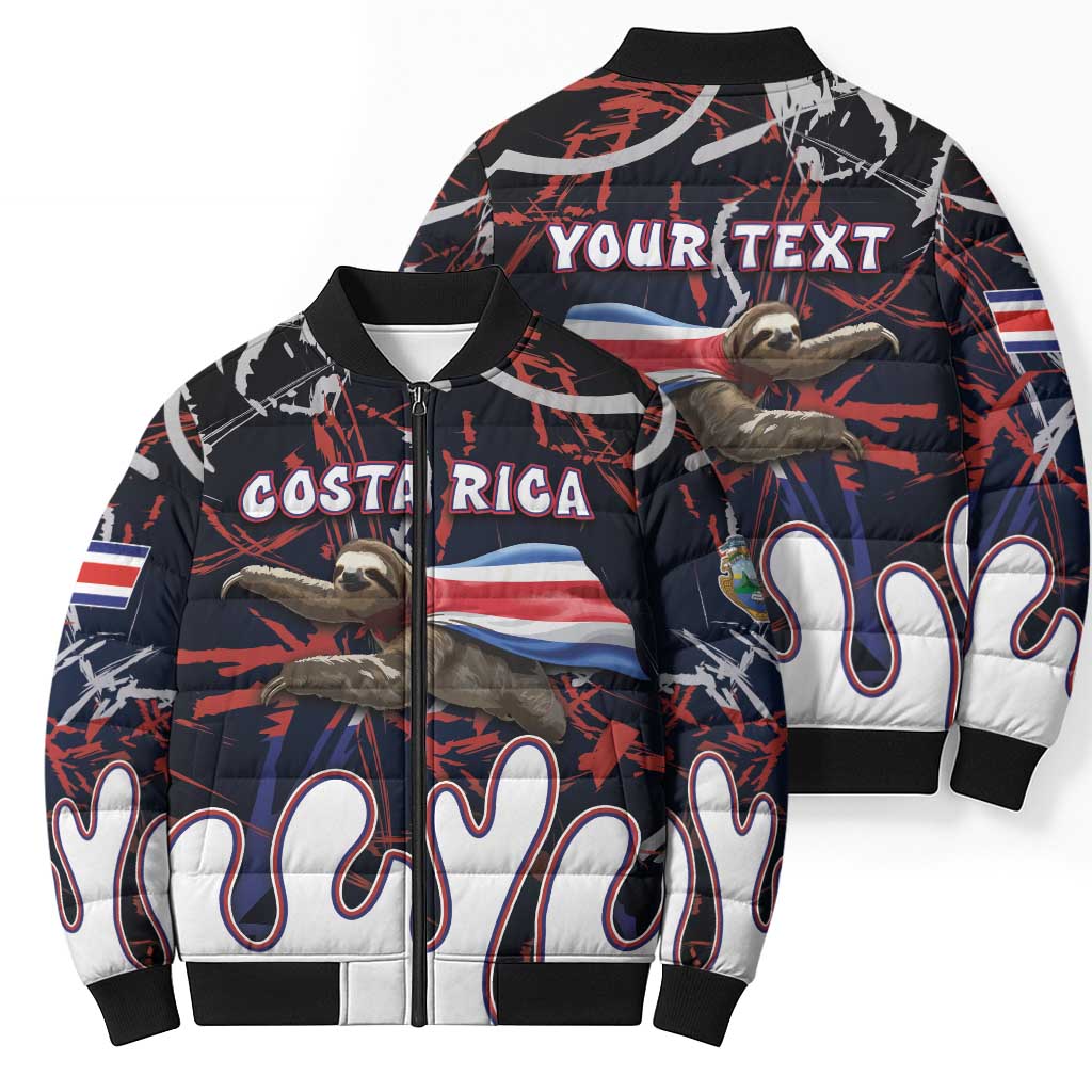 Personalized Costa Rica Bomber Puffer Jacket Flying Sloth - Wonder Print Shop