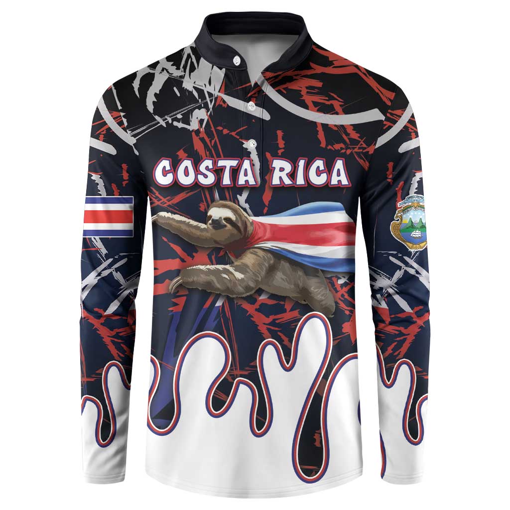 Personalized Costa Rica Button Sweatshirt Flying Sloth - Wonder Print Shop