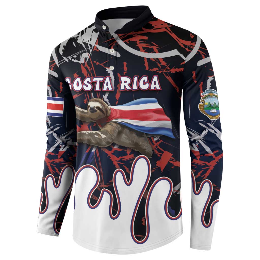 Personalized Costa Rica Button Sweatshirt Flying Sloth - Wonder Print Shop