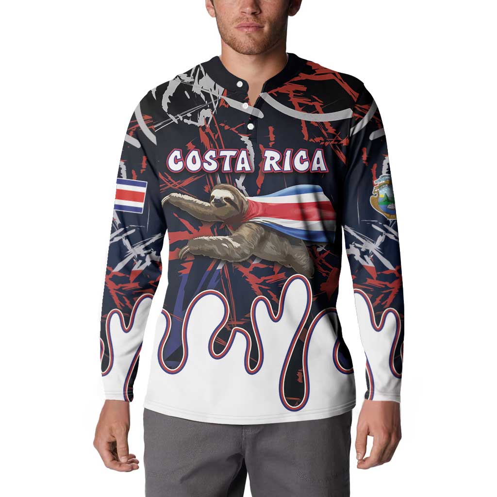 Personalized Costa Rica Button Sweatshirt Flying Sloth - Wonder Print Shop