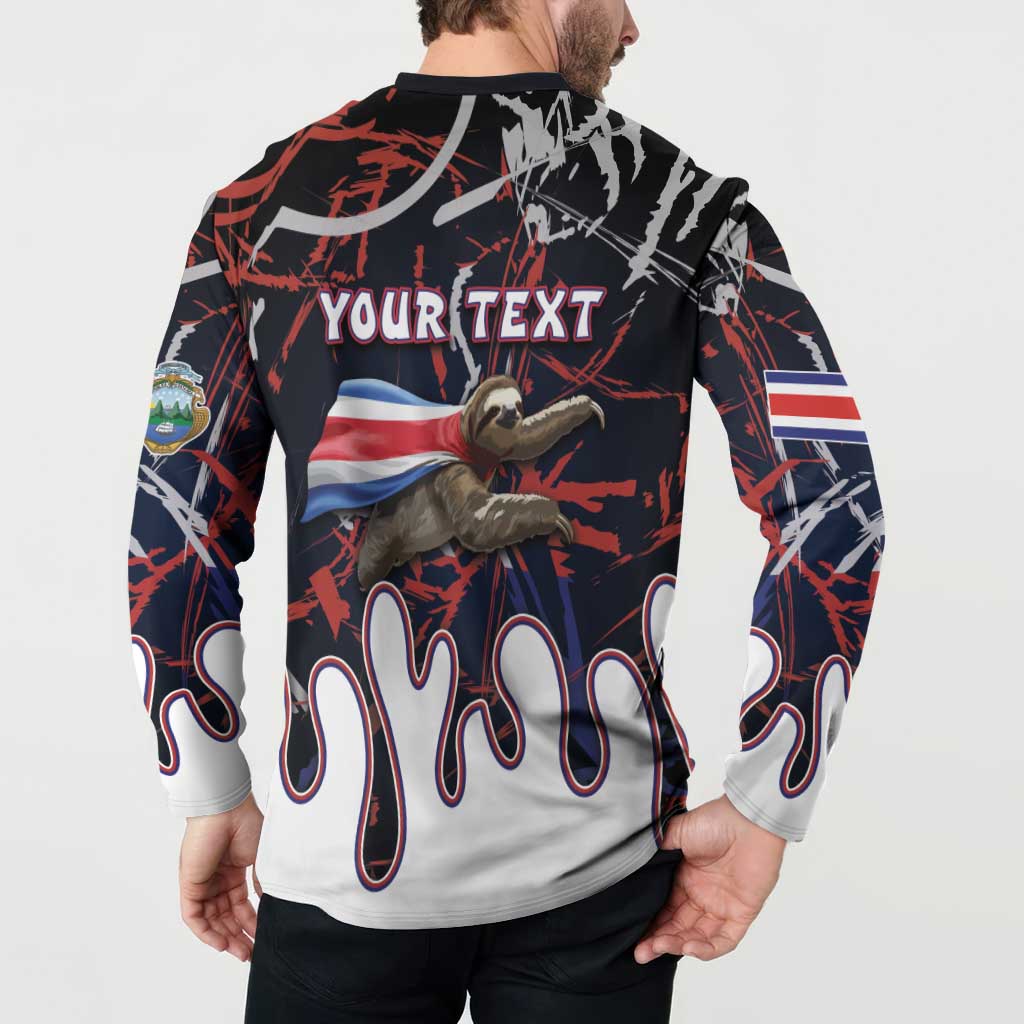 Personalized Costa Rica Button Sweatshirt Flying Sloth - Wonder Print Shop