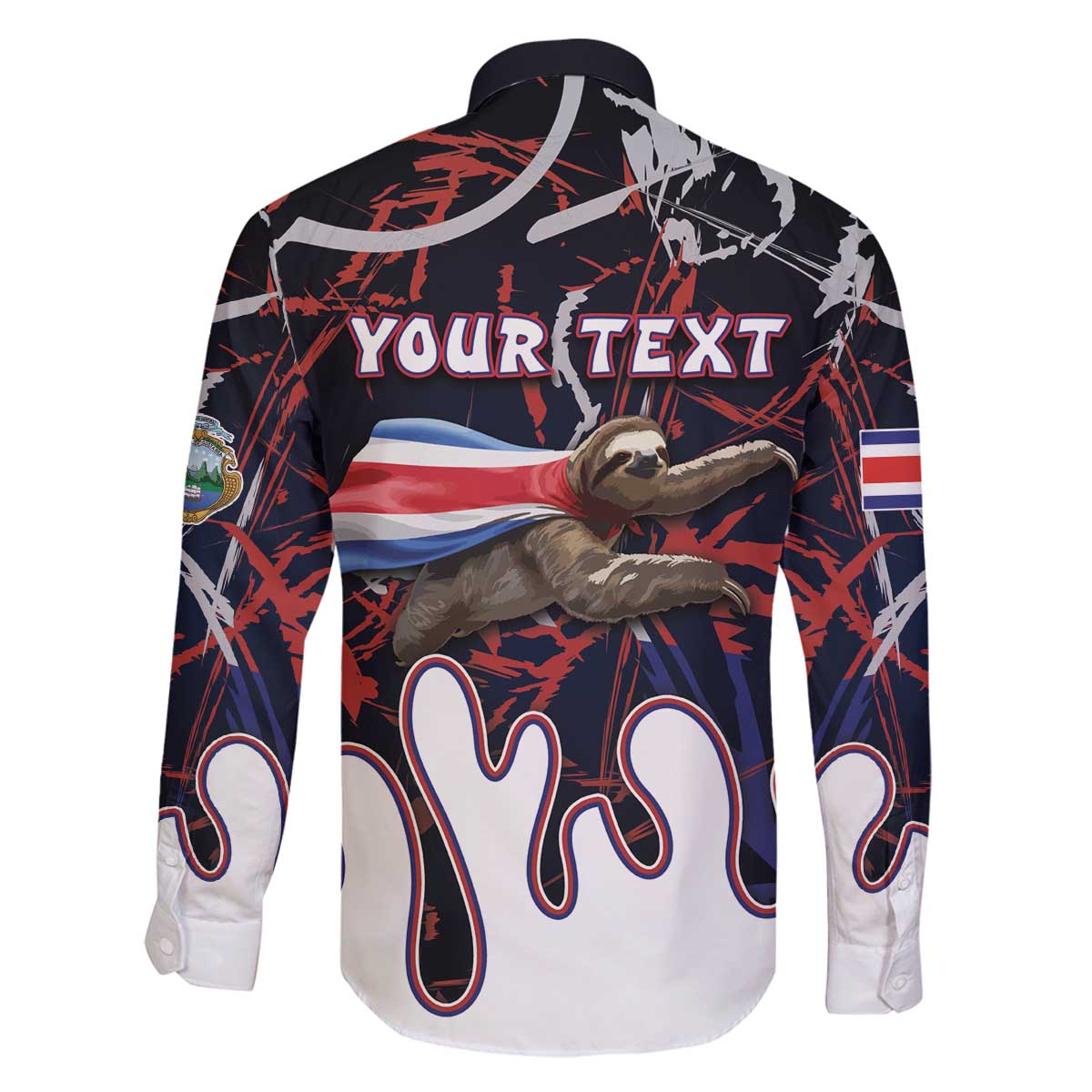 Personalized Costa Rica Family Matching Off The Shoulder Long Sleeve Dress and Hawaiian Shirt Flying Sloth - Wonder Print Shop