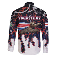 Personalized Costa Rica Family Matching Off The Shoulder Long Sleeve Dress and Hawaiian Shirt Flying Sloth - Wonder Print Shop