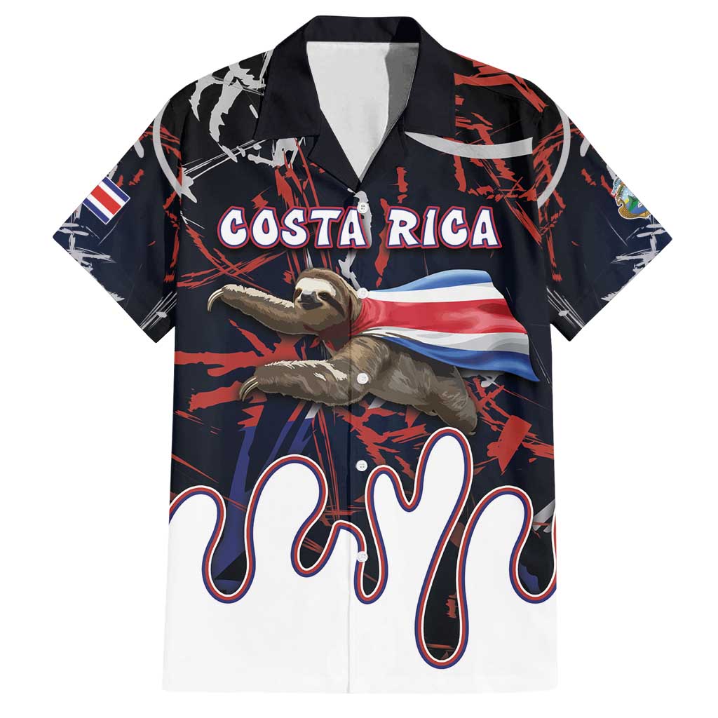 Personalized Costa Rica Family Matching Off Shoulder Maxi Dress and Hawaiian Shirt Flying Sloth - Wonder Print Shop