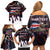 Personalized Costa Rica Family Matching Off Shoulder Short Dress and Hawaiian Shirt Flying Sloth - Wonder Print Shop