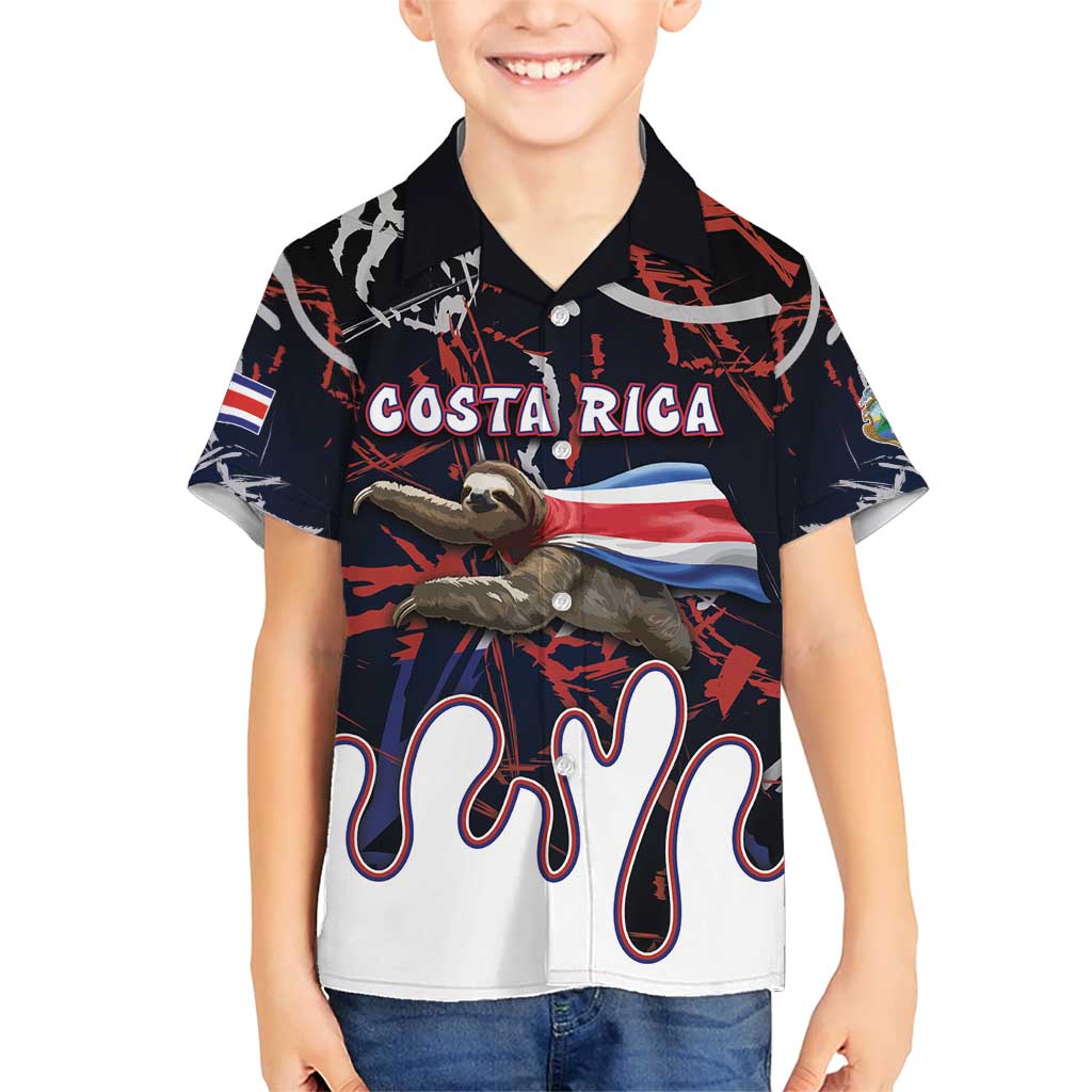 Personalized Costa Rica Family Matching Short Sleeve Bodycon Dress and Hawaiian Shirt Flying Sloth - Wonder Print Shop
