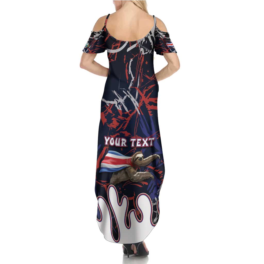 Personalized Costa Rica Family Matching Summer Maxi Dress and Hawaiian Shirt Flying Sloth - Wonder Print Shop