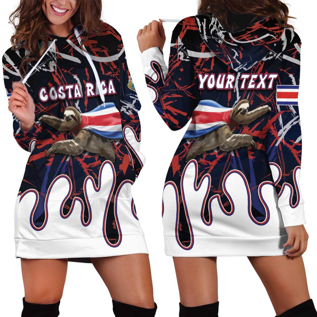 Personalized Costa Rica Hoodie Dress Flying Sloth - Wonder Print Shop