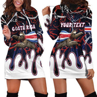 Personalized Costa Rica Hoodie Dress Flying Sloth - Wonder Print Shop