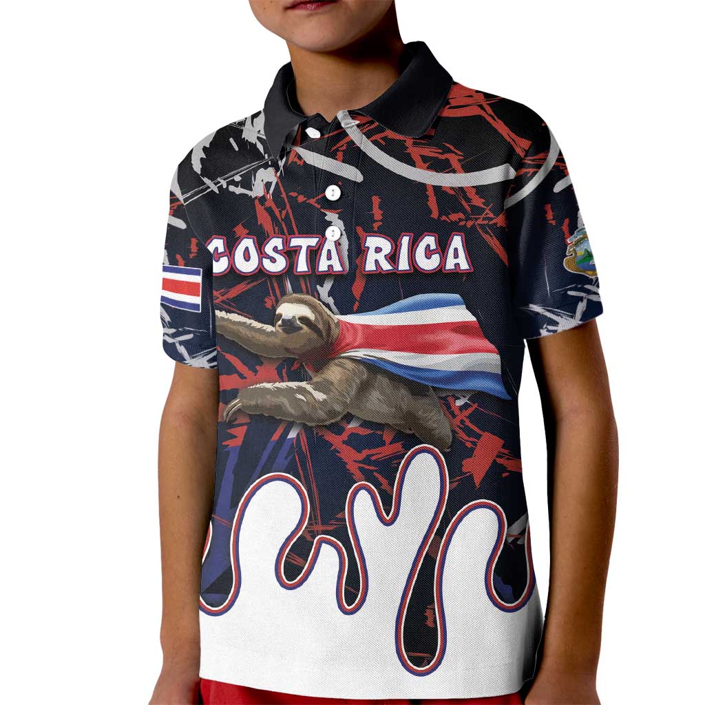 Personalized Costa Rica Kid Polo Shirt Flying Sloth - Wonder Print Shop