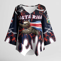 Personalized Costa Rica Kimono Sleeve Blouse Flying Sloth - Wonder Print Shop