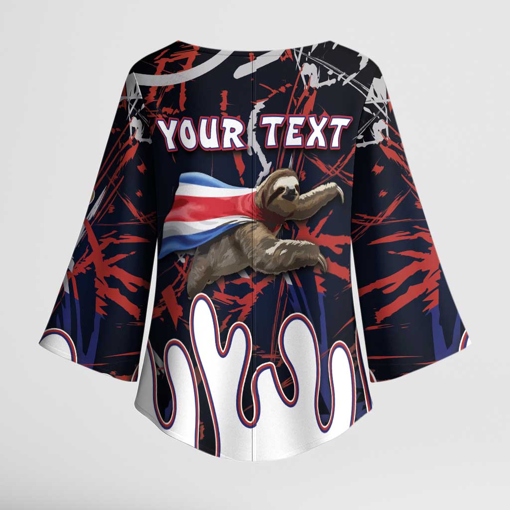 Personalized Costa Rica Kimono Sleeve Blouse Flying Sloth - Wonder Print Shop