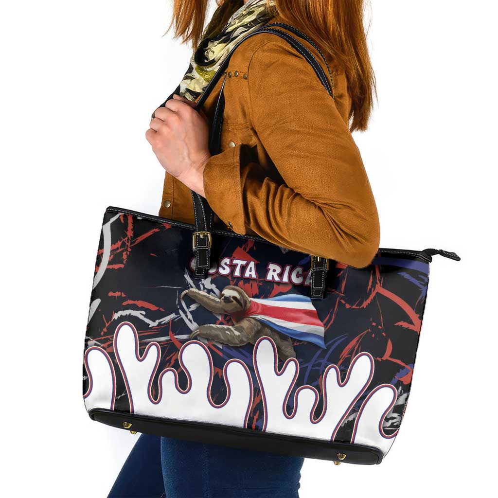Costa Rica Leather Tote Bag Flying Sloth - Wonder Print Shop