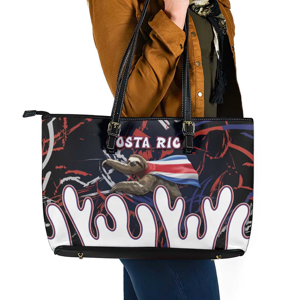 Costa Rica Leather Tote Bag Flying Sloth - Wonder Print Shop