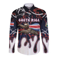 Personalized Costa Rica Long Sleeve Button Shirt Flying Sloth - Wonder Print Shop