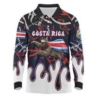 Personalized Costa Rica Long Sleeve Polo Shirt Flying Sloth - Wonder Print Shop