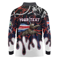 Personalized Costa Rica Long Sleeve Polo Shirt Flying Sloth - Wonder Print Shop