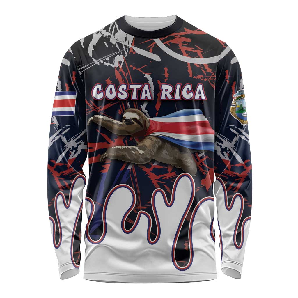 Personalized Costa Rica Long Sleeve Shirt Flying Sloth - Wonder Print Shop