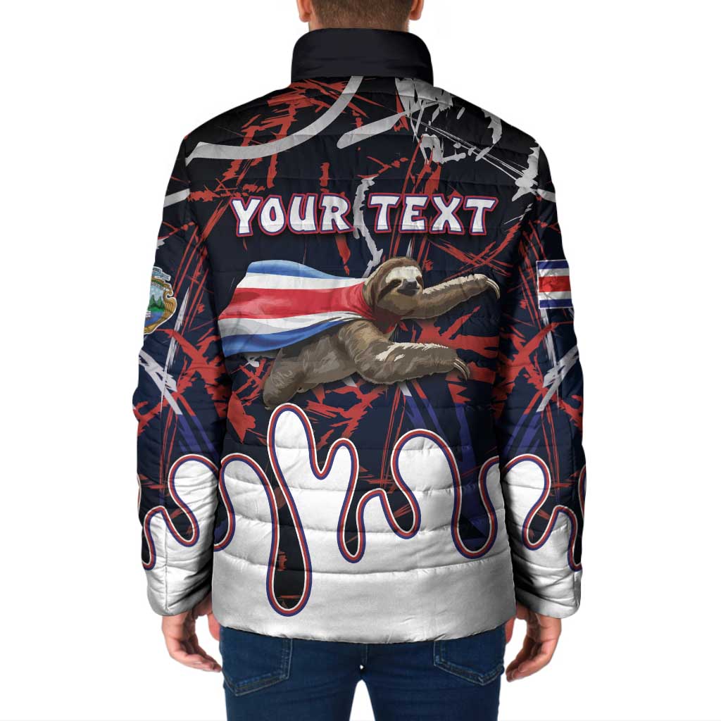 Personalized Costa Rica Padded Jacket Flying Sloth - Wonder Print Shop