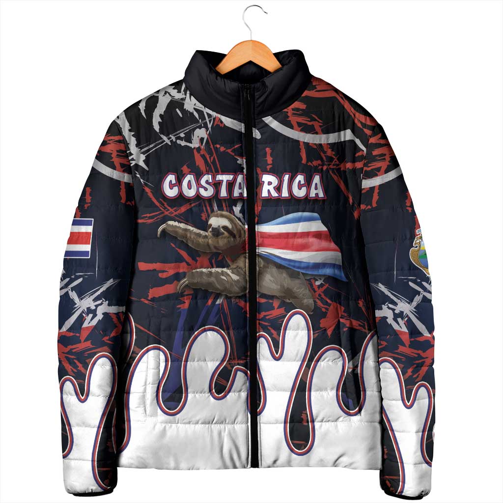 Personalized Costa Rica Padded Jacket Flying Sloth - Wonder Print Shop