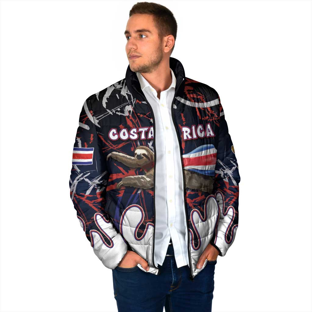 Personalized Costa Rica Padded Jacket Flying Sloth - Wonder Print Shop