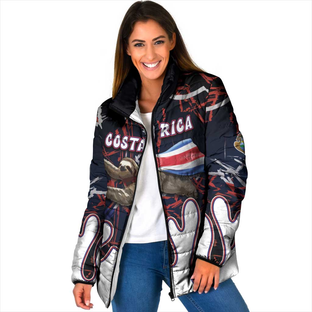 Personalized Costa Rica Padded Jacket Flying Sloth - Wonder Print Shop