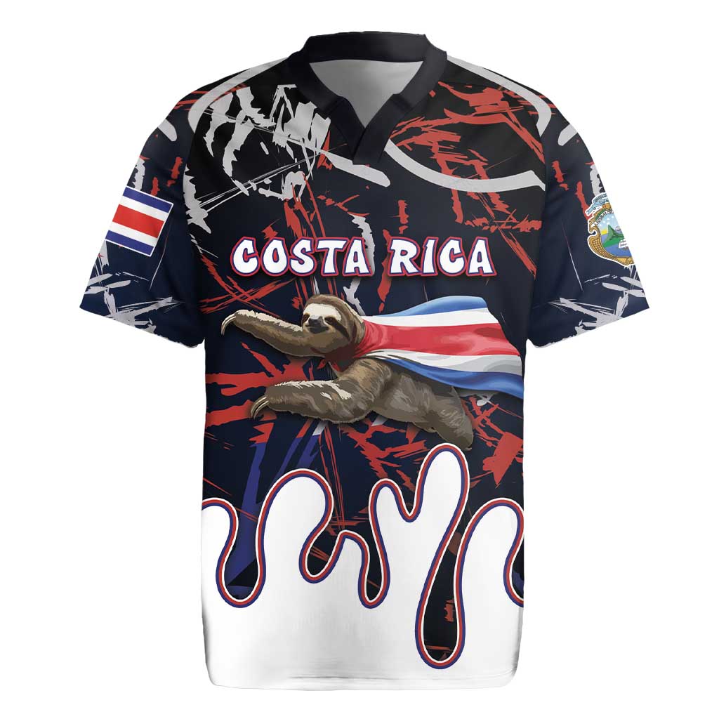 Personalized Costa Rica Rugby Jersey Flying Sloth - Wonder Print Shop