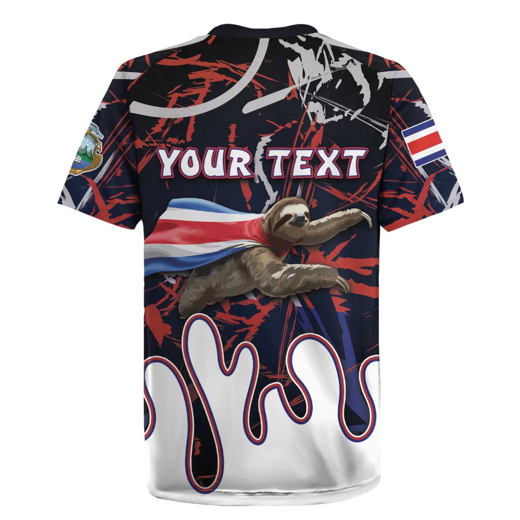 Personalized Costa Rica Rugby Jersey Flying Sloth - Wonder Print Shop