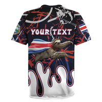 Personalized Costa Rica Rugby Jersey Flying Sloth - Wonder Print Shop