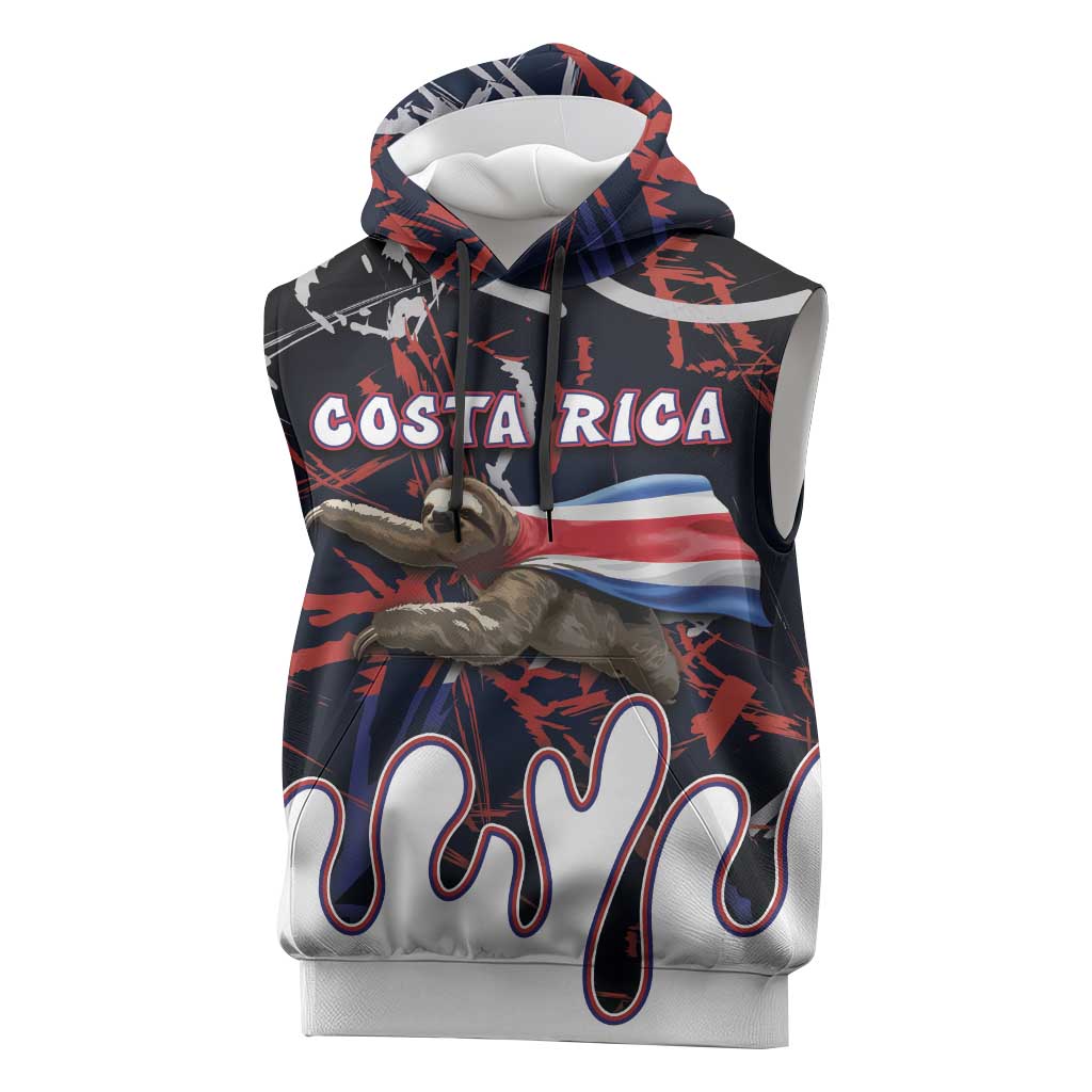 Personalized Costa Rica Sleeveless Hoodie Flying Sloth - Wonder Print Shop