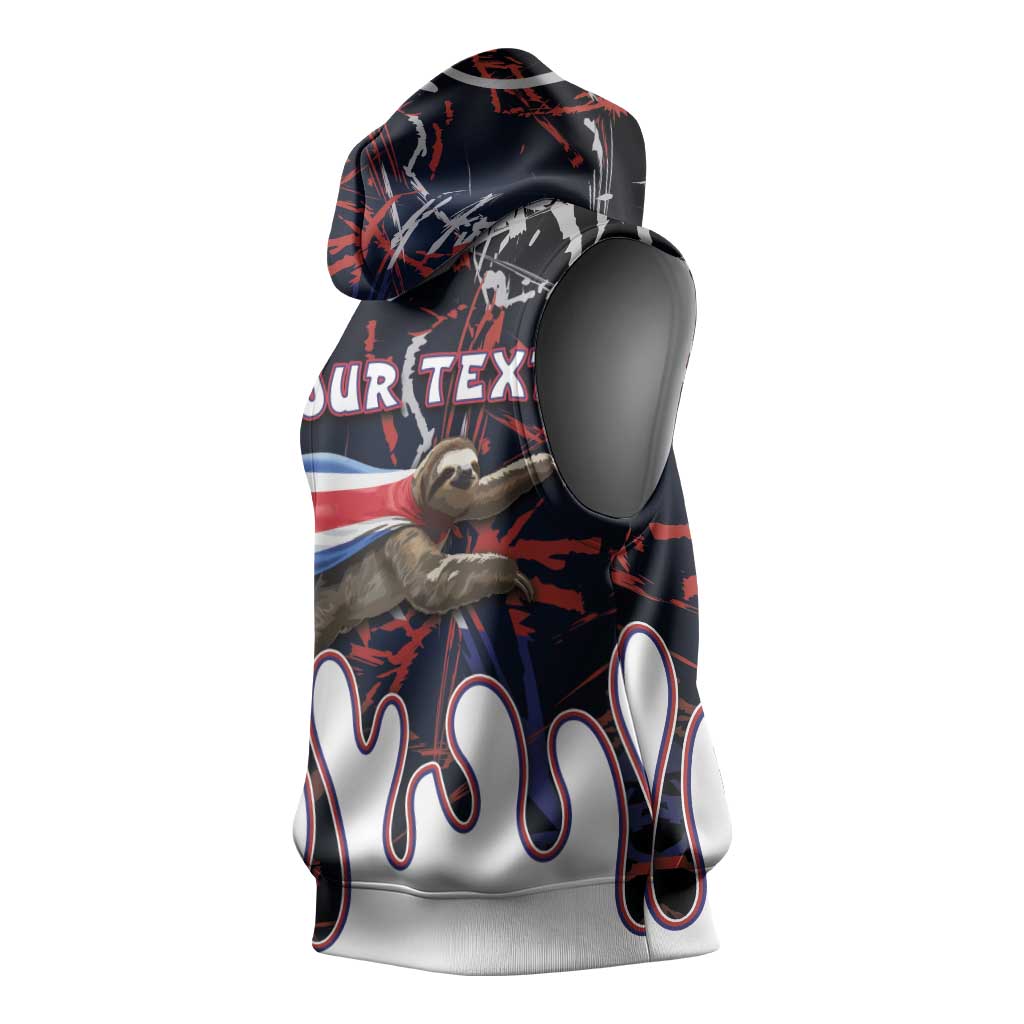 Personalized Costa Rica Sleeveless Hoodie Flying Sloth - Wonder Print Shop