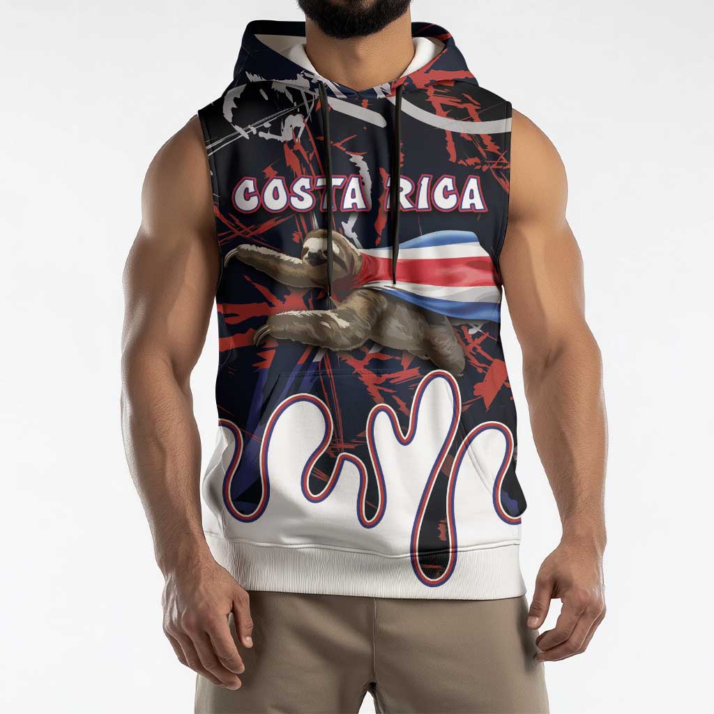 Personalized Costa Rica Sleeveless Hoodie Flying Sloth - Wonder Print Shop