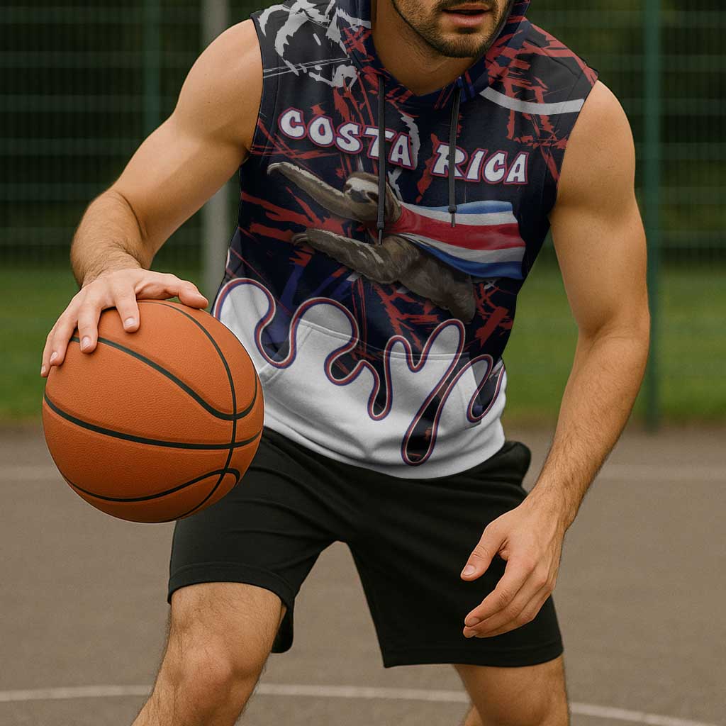Personalized Costa Rica Sleeveless Hoodie Flying Sloth - Wonder Print Shop