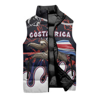 Personalized Costa Rica Sleeveless Puffer Jacket Flying Sloth - Wonder Print Shop