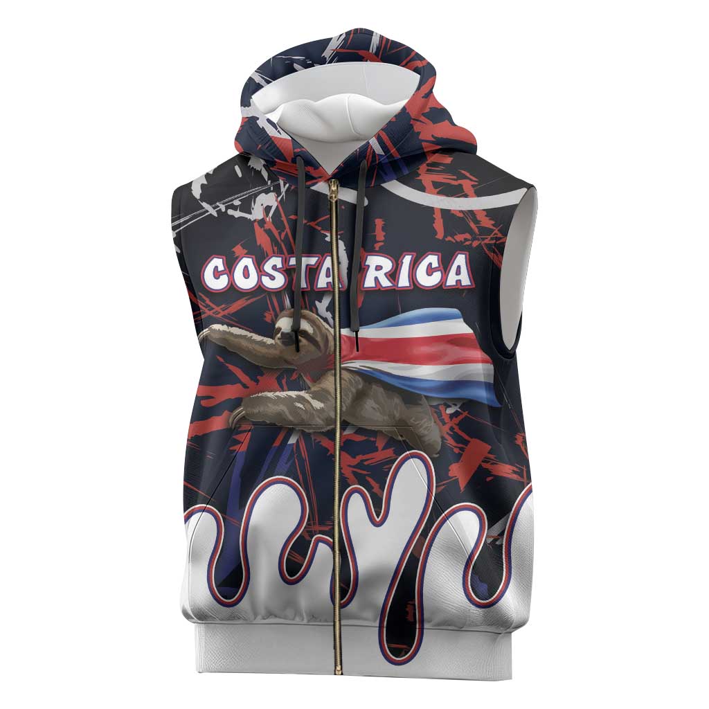 Personalized Costa Rica Sleeveless Zip Hoodie Flying Sloth - Wonder Print Shop