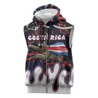 Personalized Costa Rica Sleeveless Zip Hoodie Flying Sloth - Wonder Print Shop