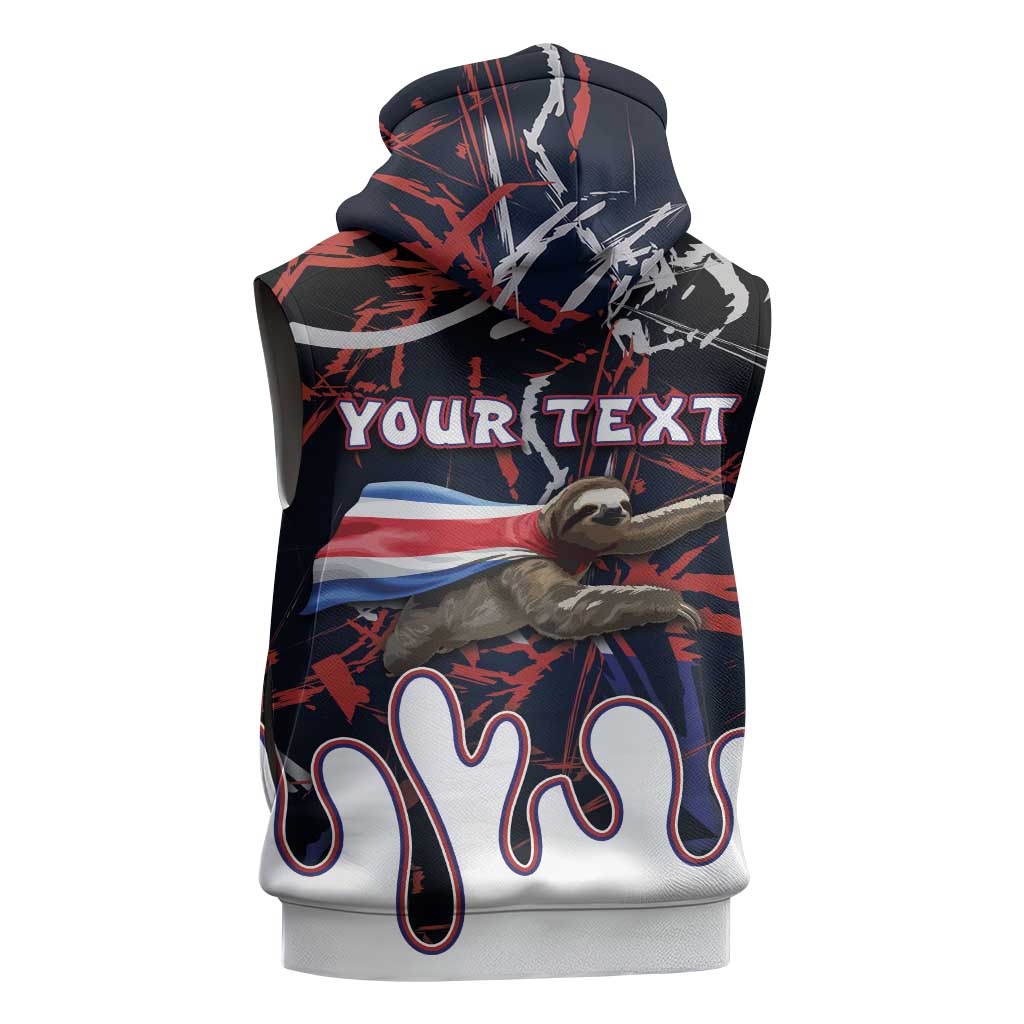Personalized Costa Rica Sleeveless Zip Hoodie Flying Sloth - Wonder Print Shop
