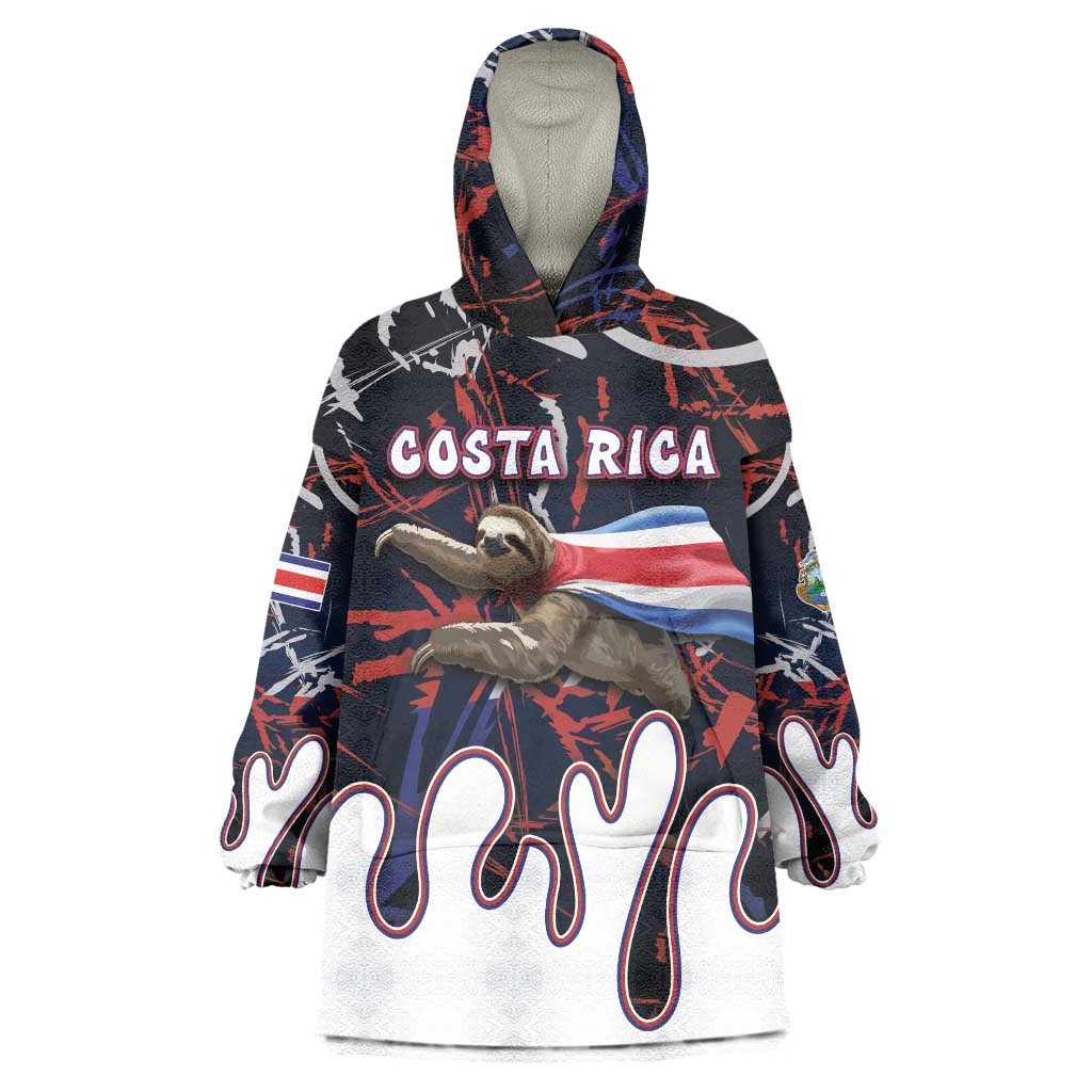 Personalized Costa Rica Wearable Blanket Hoodie Flying Sloth - Wonder Print Shop