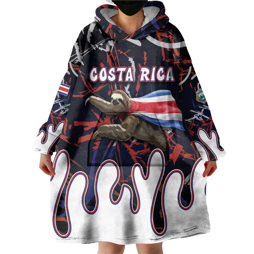 Personalized Costa Rica Wearable Blanket Hoodie Flying Sloth - Wonder Print Shop
