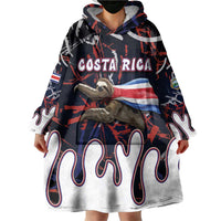 Personalized Costa Rica Wearable Blanket Hoodie Flying Sloth - Wonder Print Shop