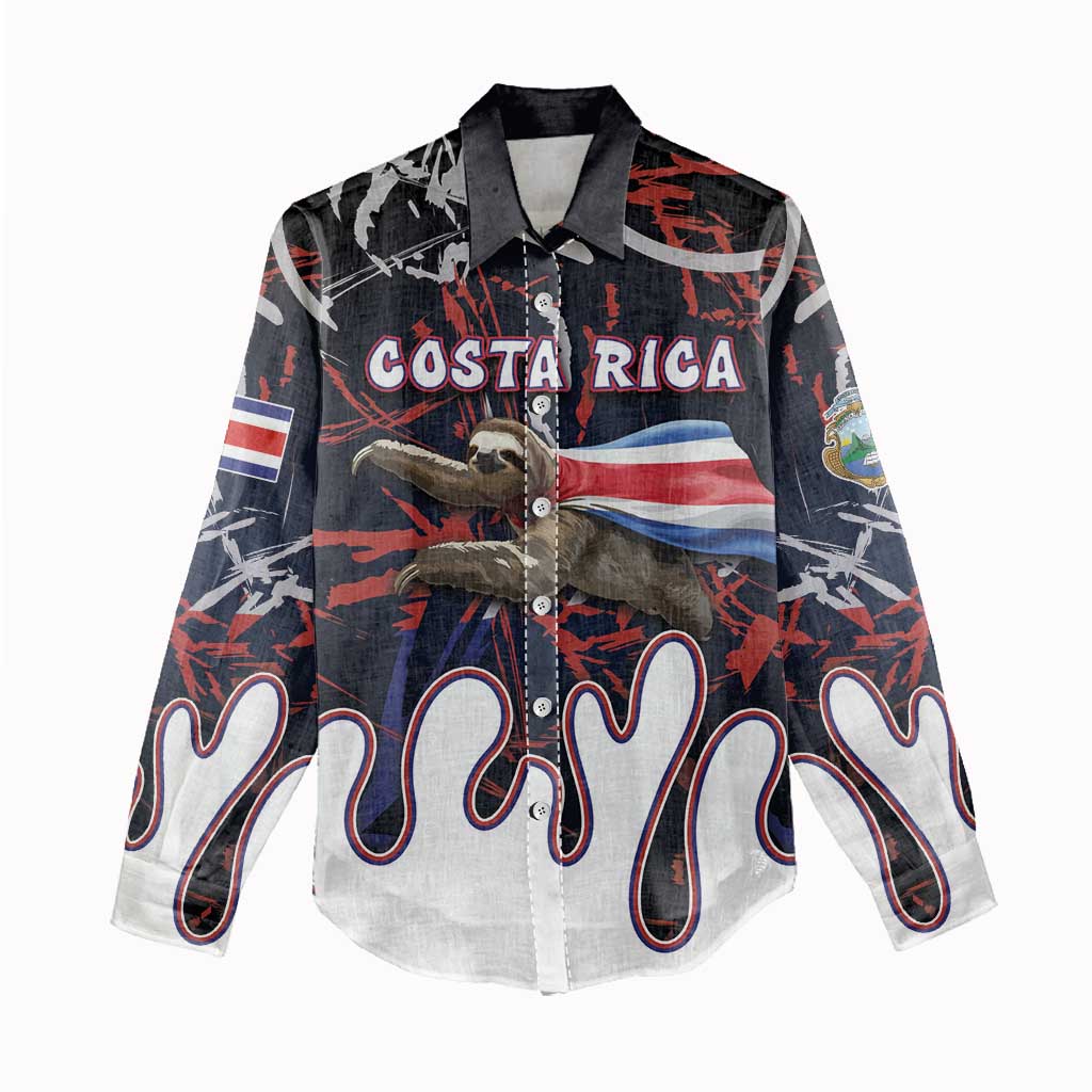 Personalized Costa Rica Women Casual Shirt Flying Sloth - Wonder Print Shop