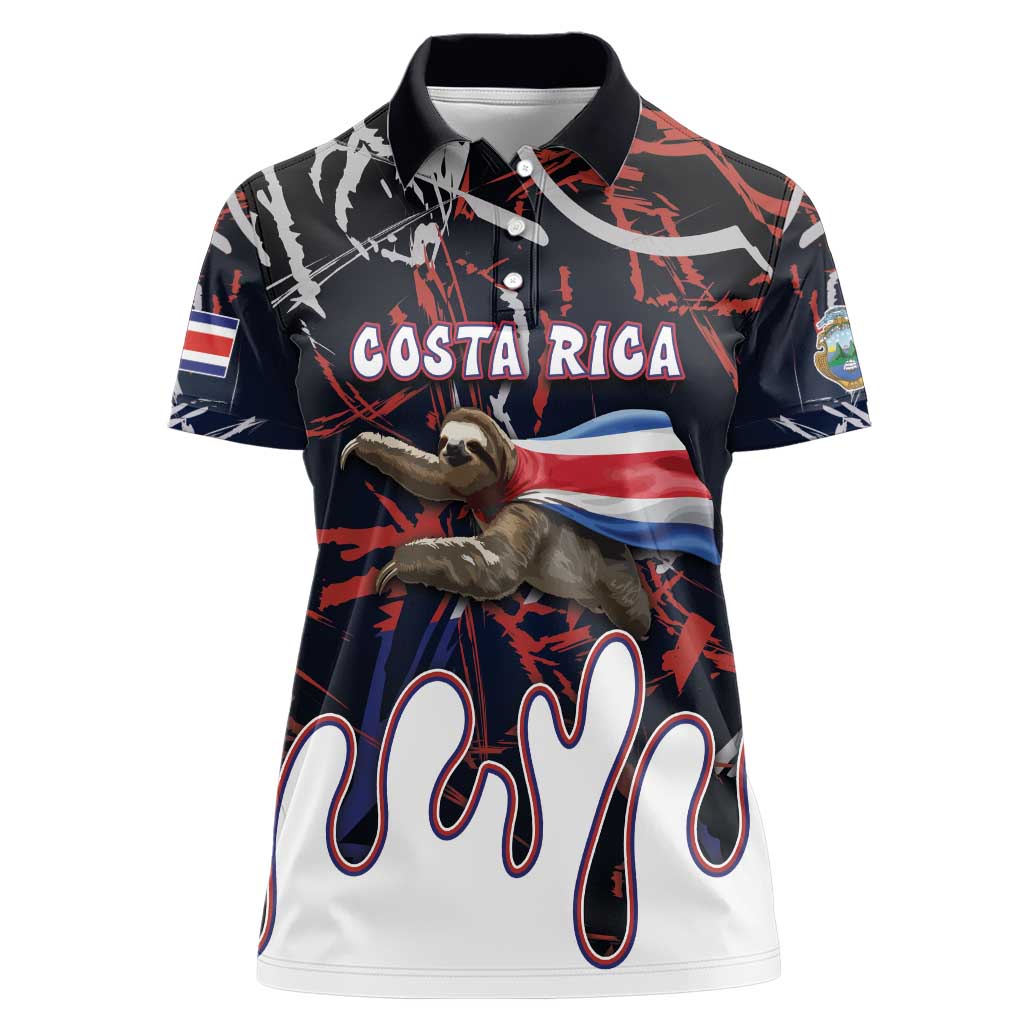 Personalized Costa Rica Women Polo Shirt Flying Sloth - Wonder Print Shop