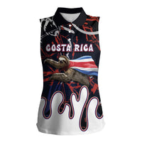 Personalized Costa Rica Women Sleeveless Polo Shirt Flying Sloth - Wonder Print Shop