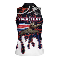 Personalized Costa Rica Women Sleeveless Polo Shirt Flying Sloth - Wonder Print Shop