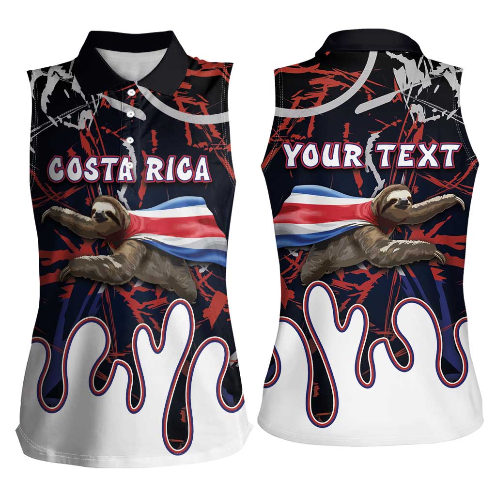 Personalized Costa Rica Women Sleeveless Polo Shirt Flying Sloth - Wonder Print Shop