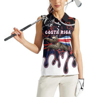 Personalized Costa Rica Women Sleeveless Polo Shirt Flying Sloth - Wonder Print Shop