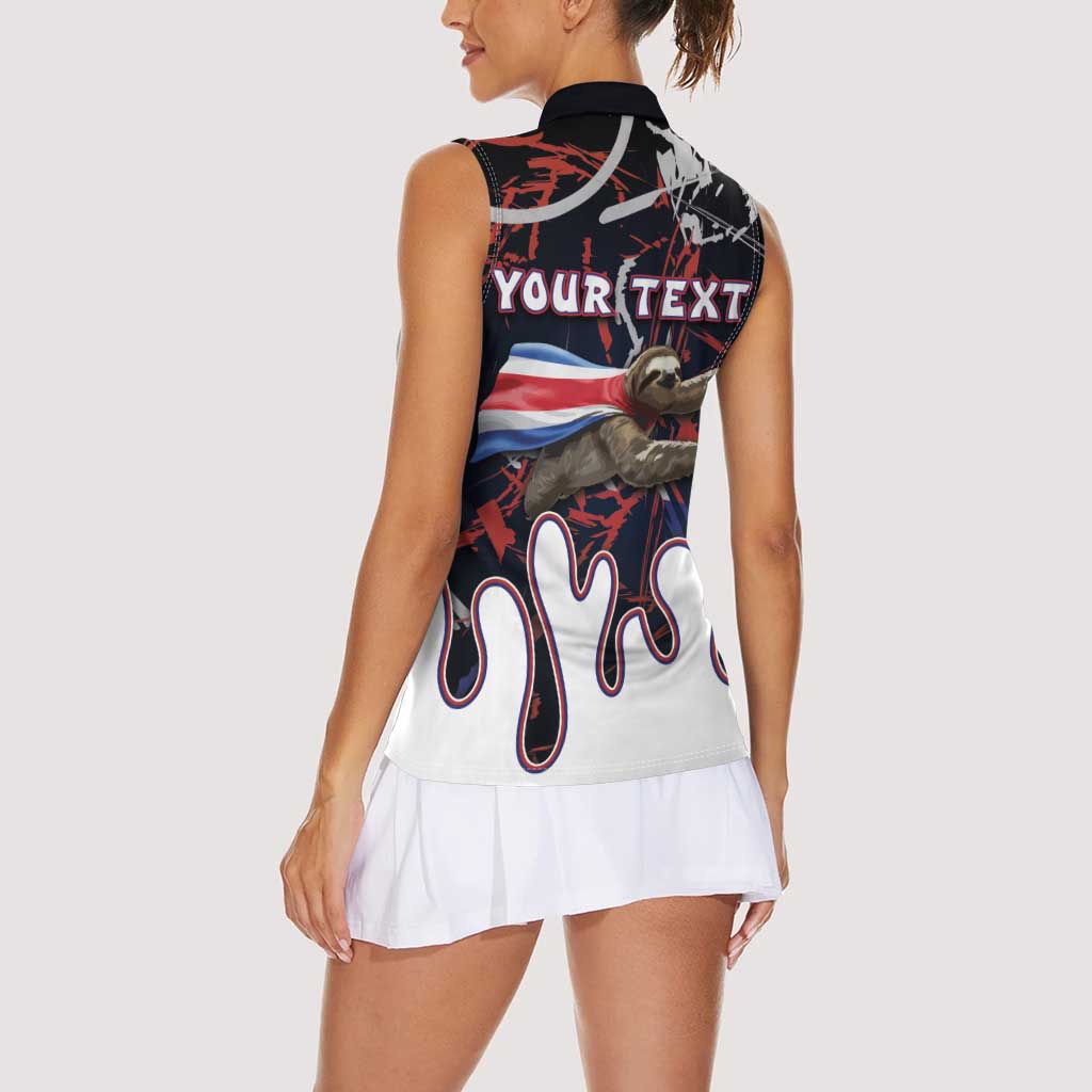 Personalized Costa Rica Women Sleeveless Polo Shirt Flying Sloth - Wonder Print Shop