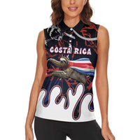 Personalized Costa Rica Women Sleeveless Polo Shirt Flying Sloth - Wonder Print Shop