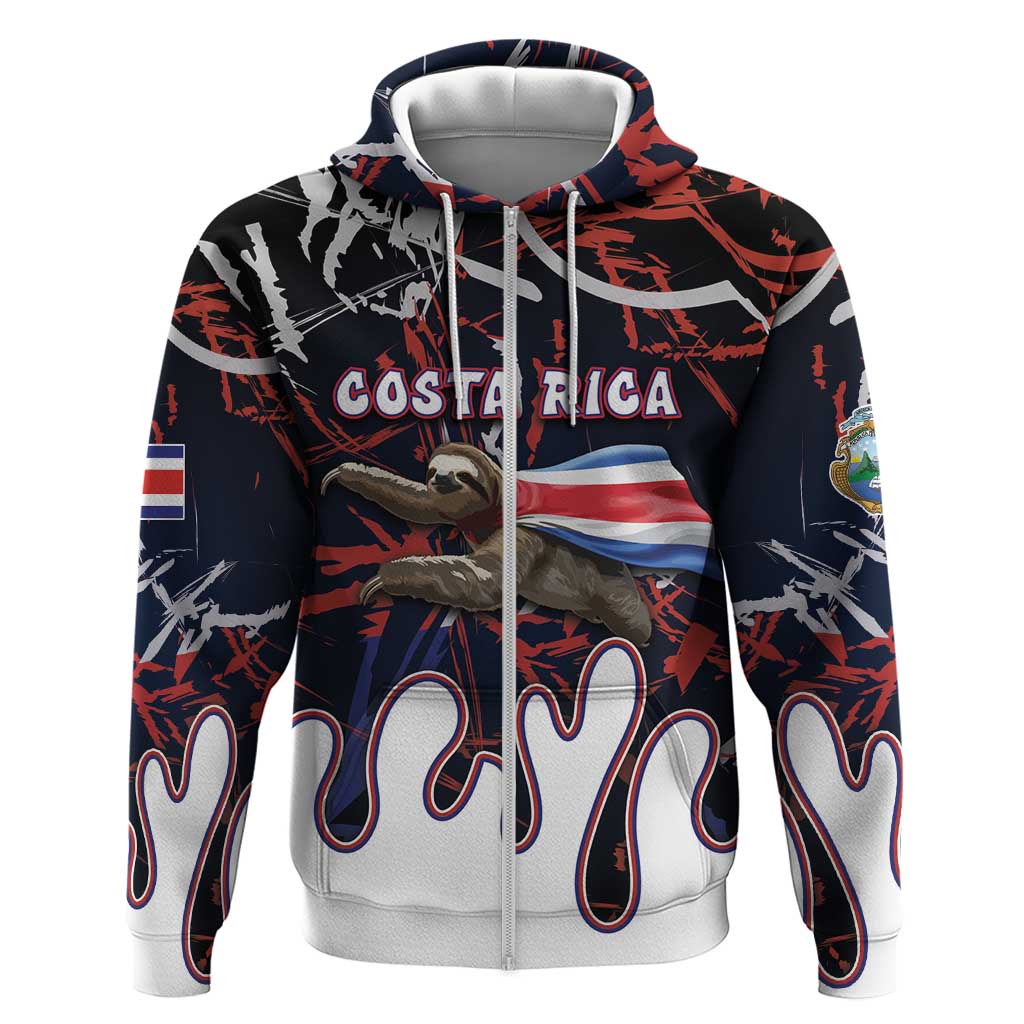Personalized Costa Rica Zip Hoodie Flying Sloth - Wonder Print Shop